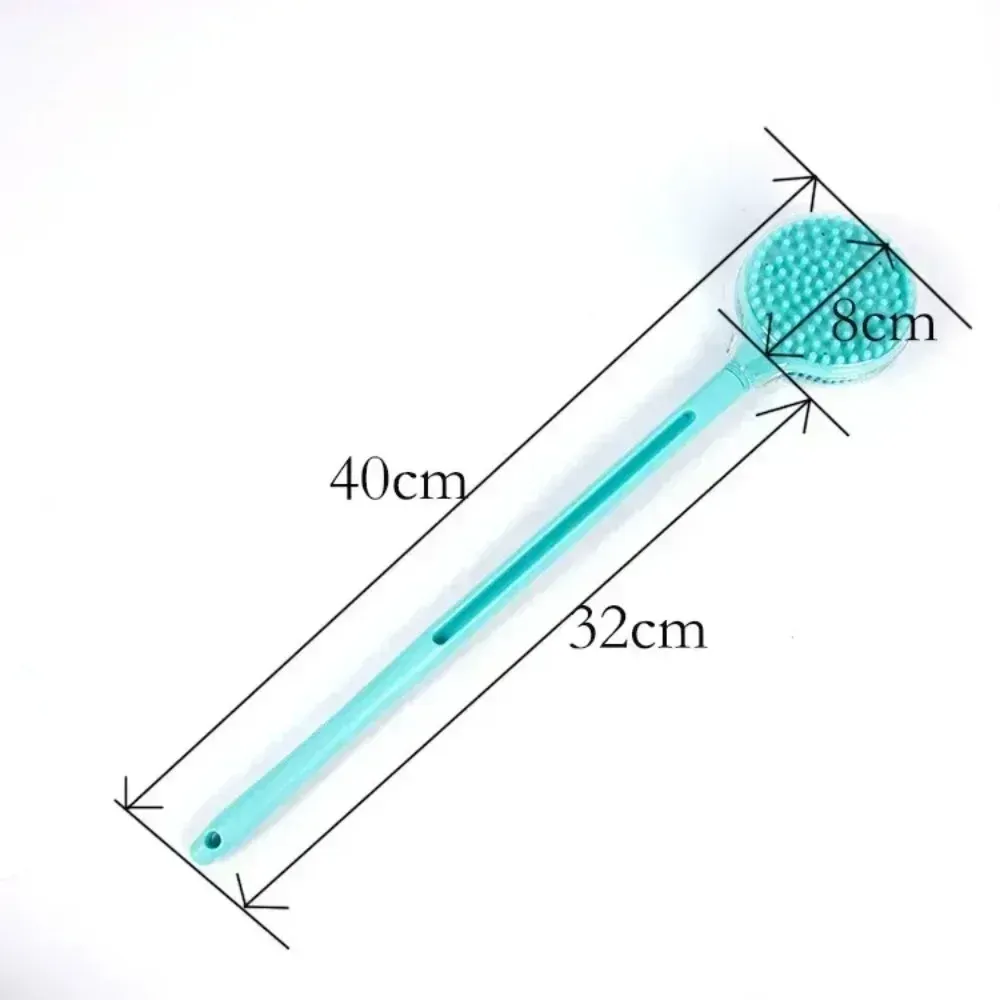 Brosse de bain en silicone à long manche, double face, gommage et massage du dos 4