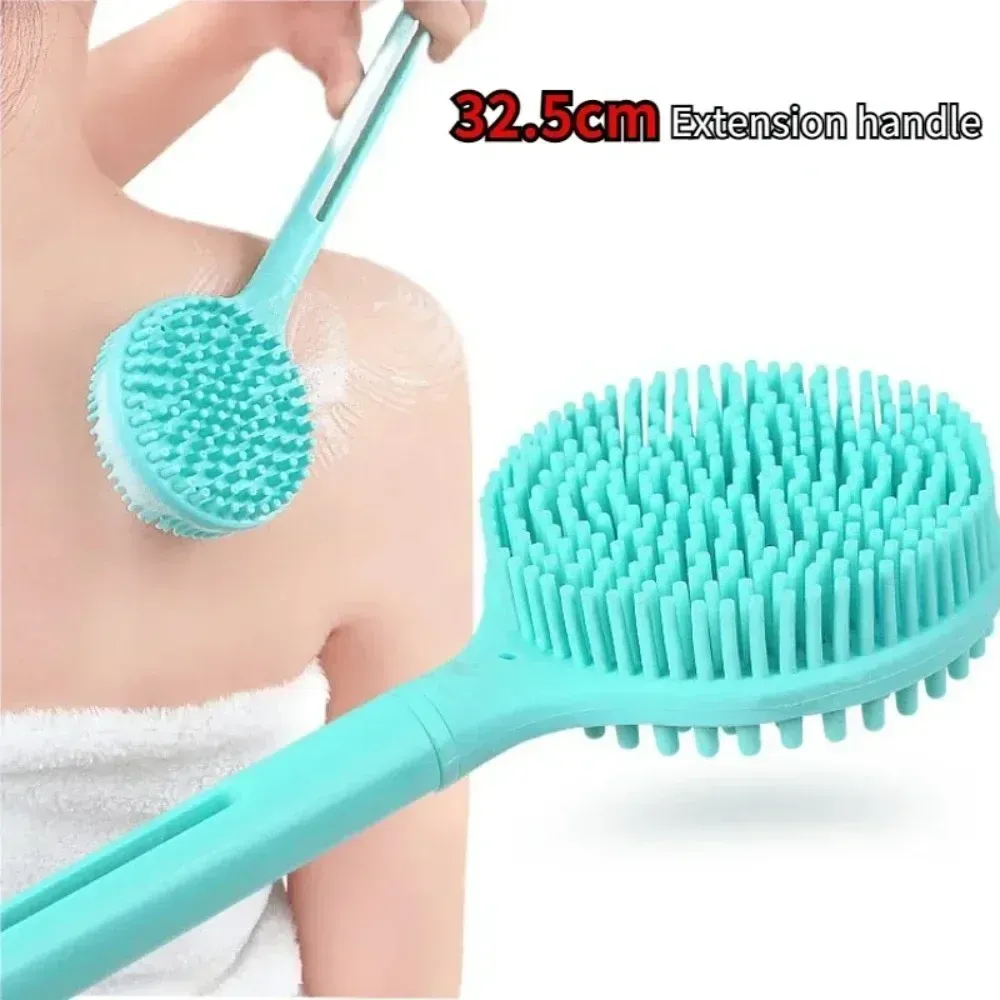 Brosse de bain en silicone à long manche, vue détaillée