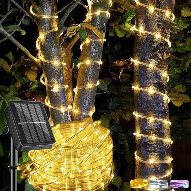 Guirlande lumineuse solaire d'extérieur étanche à 8 modes d'éclairage pour patio et jardin - Image 1