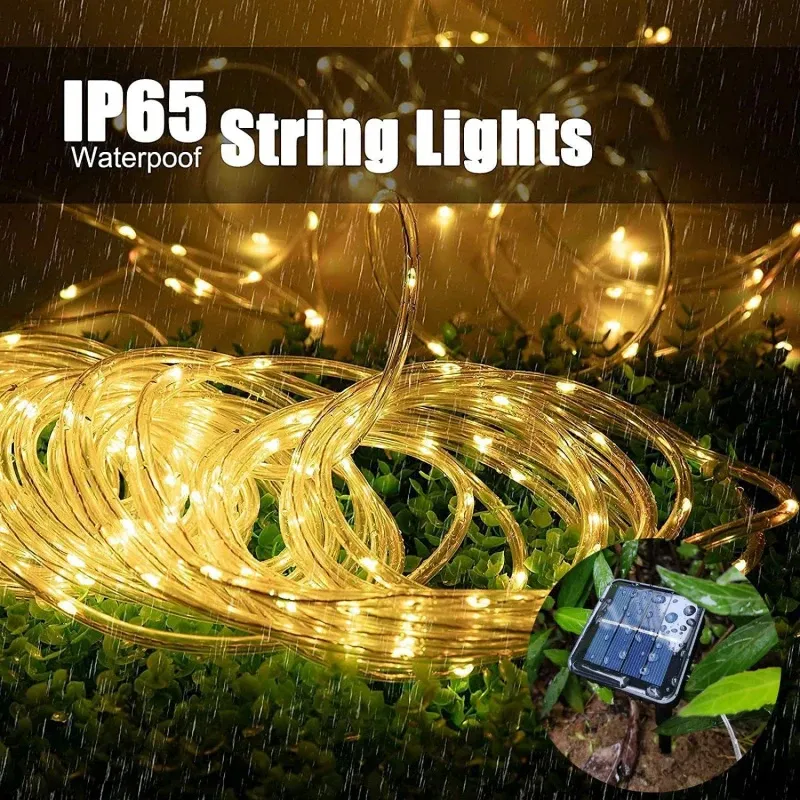 Guirlande lumineuse solaire d'extérieur étanche à 8 modes d'éclairage pour patio et jardin 4