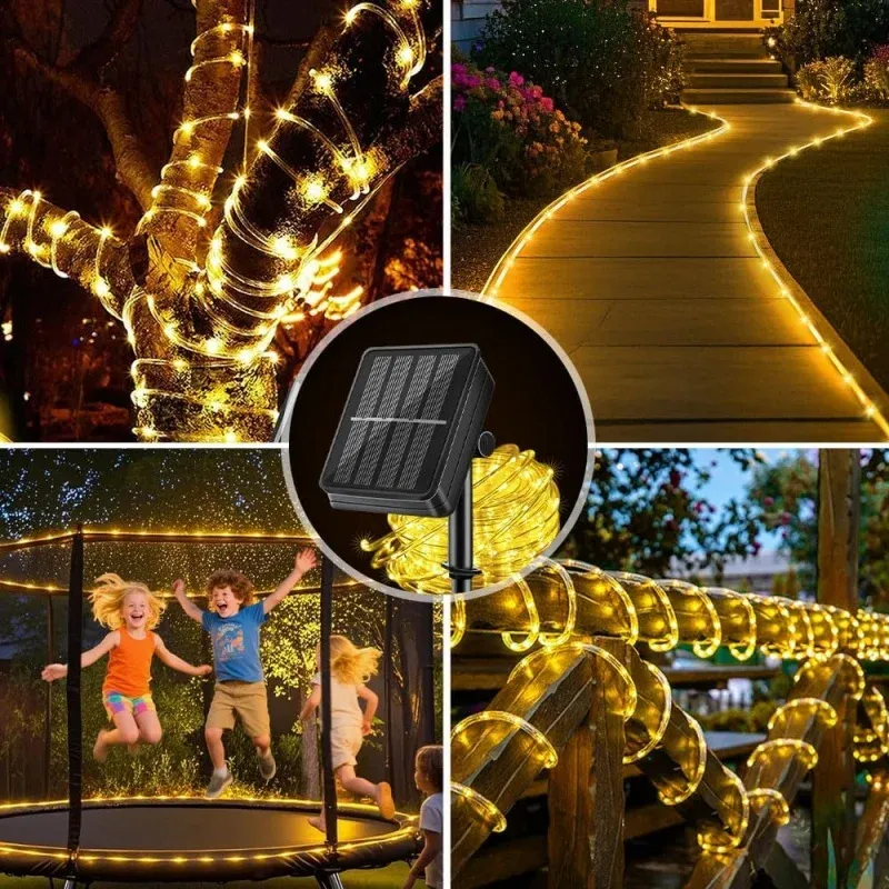 Guirlande lumineuse solaire d'extérieur étanche à 8 modes d'éclairage pour patio et jardin 6