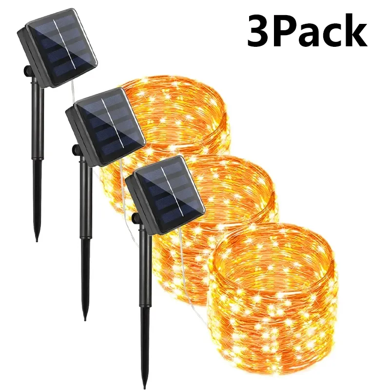 Guirlande lumineuse solaire d'extérieur étanche à 8 modes d'éclairage pour patio et jardin 12