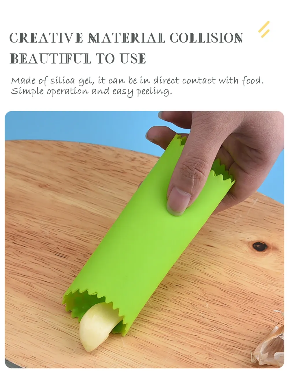 Éplucheur d'ail en silicone, finition et couleur