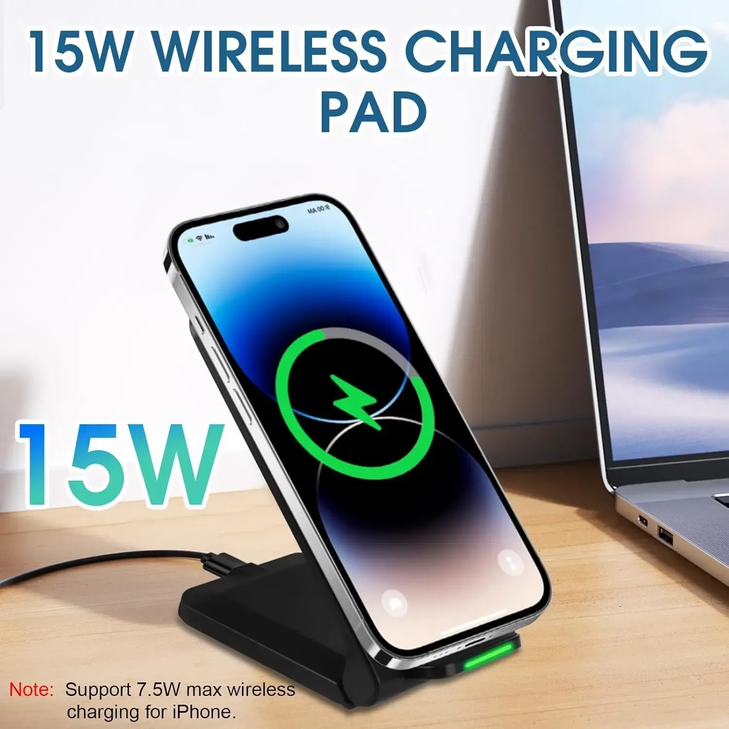 Station de charge sans fil rapide pour écouteurs et smartphones, compatible iPhone 13 à 17 Pro Max, Samsung Galaxy S23/S24 et Xiaomi 5