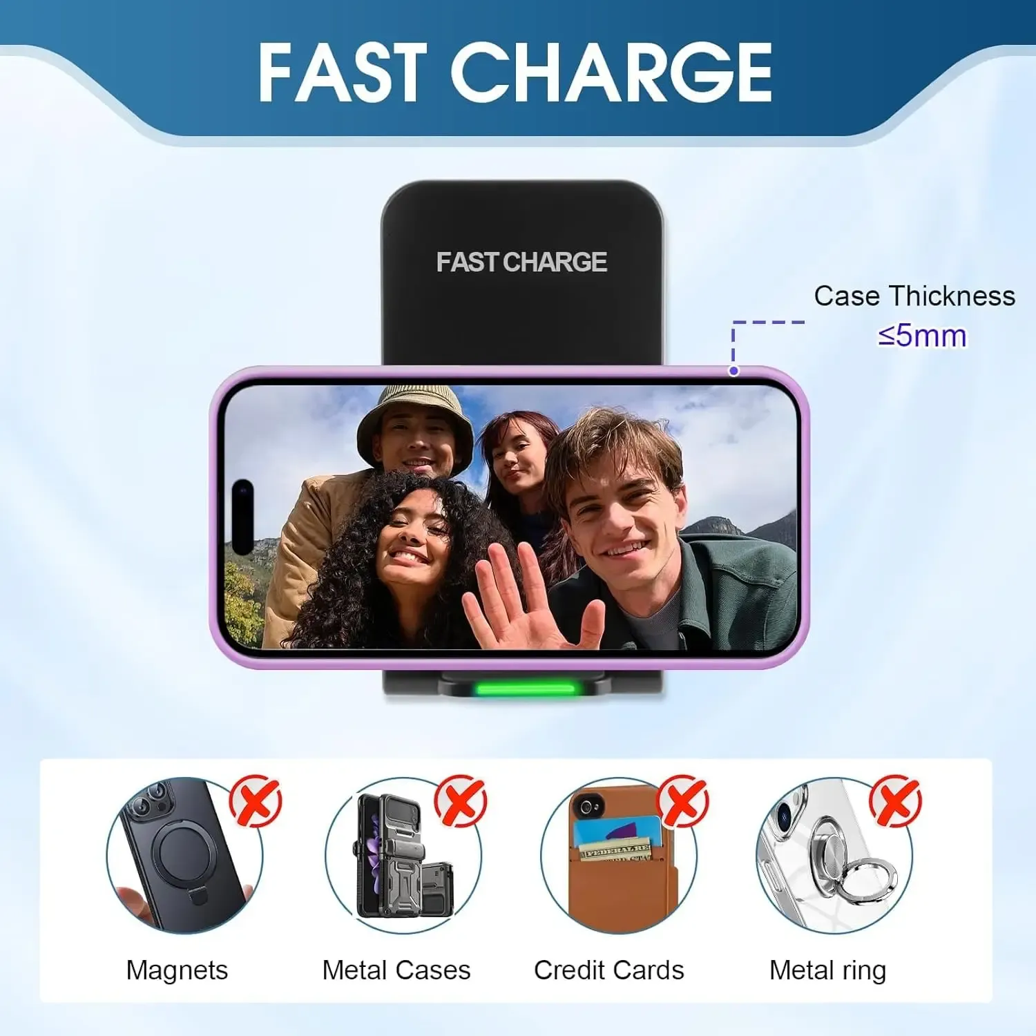 Station de charge sans fil rapide pour écouteurs et smartphones, compatible iPhone 13 à 17 Pro Max, Samsung Galaxy S23/S24 et Xiaomi 6
