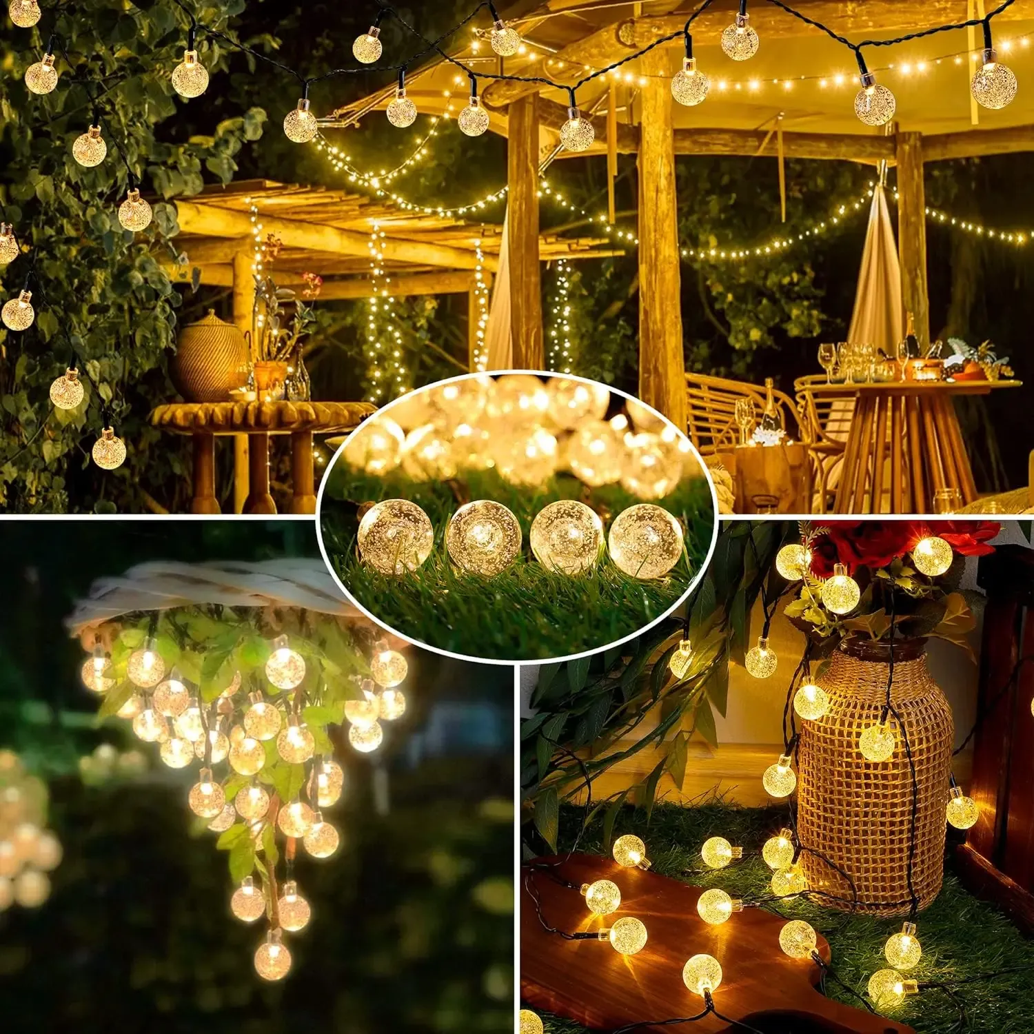 Boule de cristal solaire, guirlande féerique 20 LED sur 5 m, étanche pour extérieur, décoration de Noël, camping, jardin et fête 4