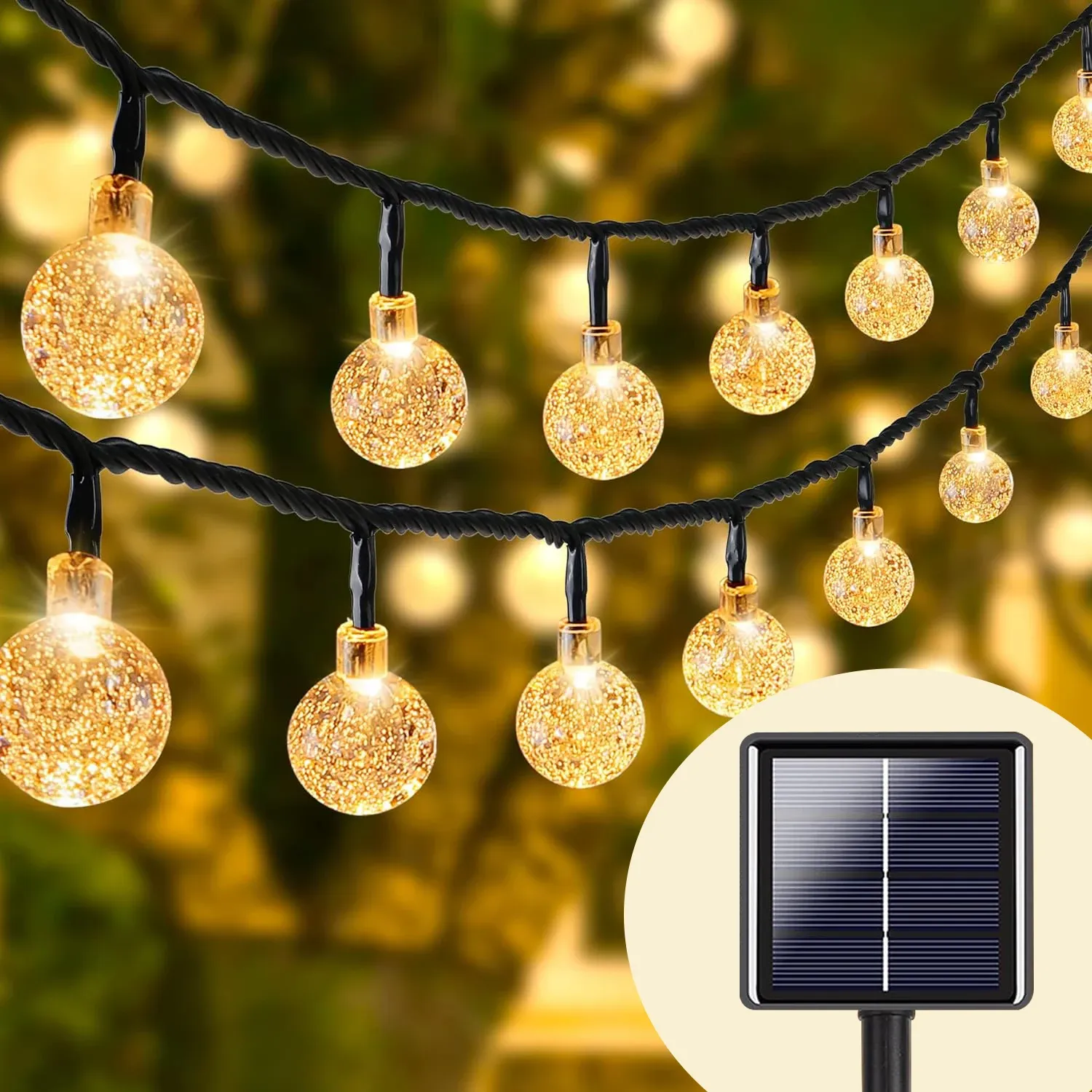 Boule de cristal solaire, guirlande féerique 20 LED sur 5 m, étanche pour extérieur, décoration de Noël, camping, jardin et fête 7