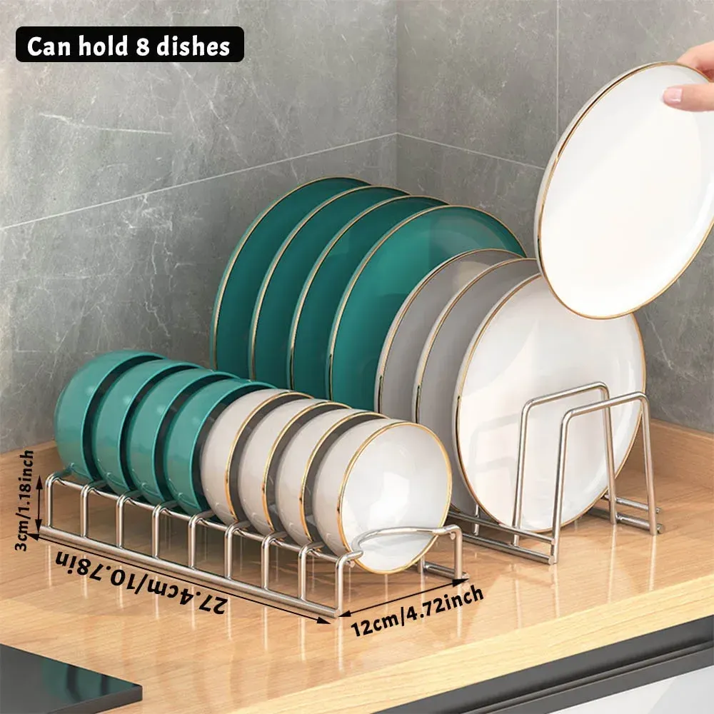Organisateur de cuisine en acier inoxydable pour plats, couvercles et couverts 1