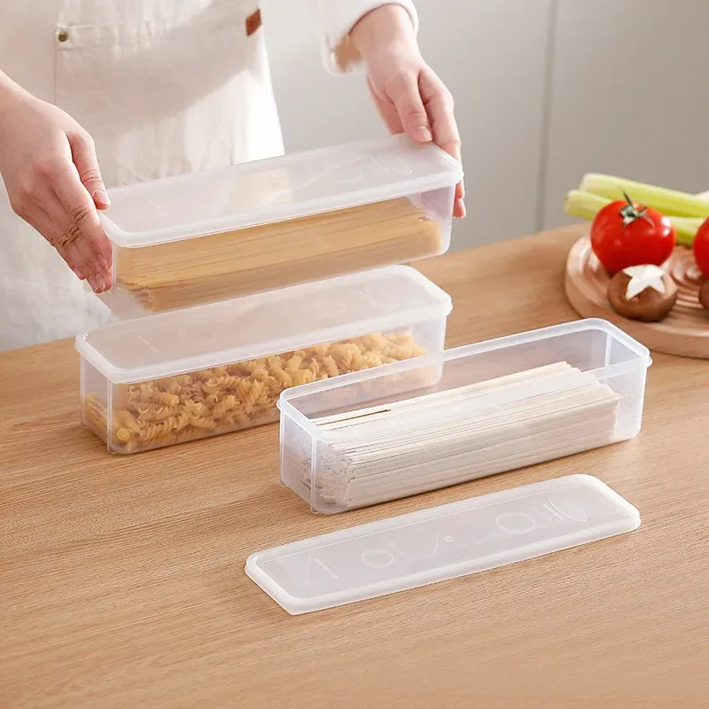 Lot de 4 conteneurs de stockage alimentaire rectangulaires et longs en plastique, réutilisables, pour réfrigérateur 7