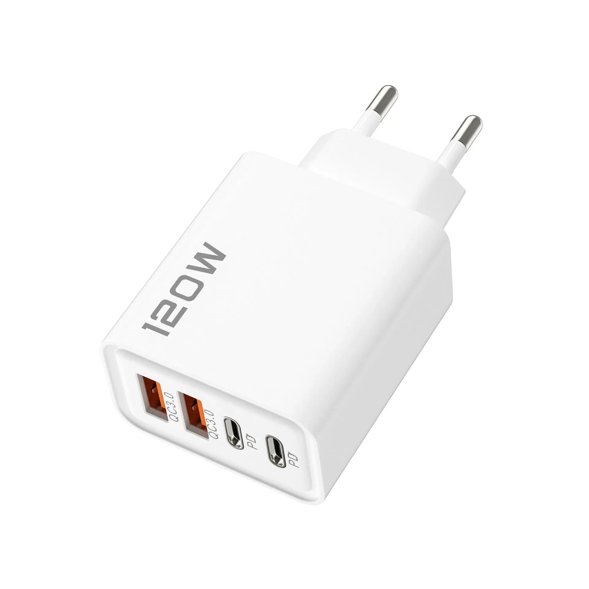 Station de chargeur rapide USB-C 4 ports 120 W avec Power Delivery et QC 3.0, adaptateur mural et câble de données compatible iPhone, Samsung, Xiaomi et Huawei 9
