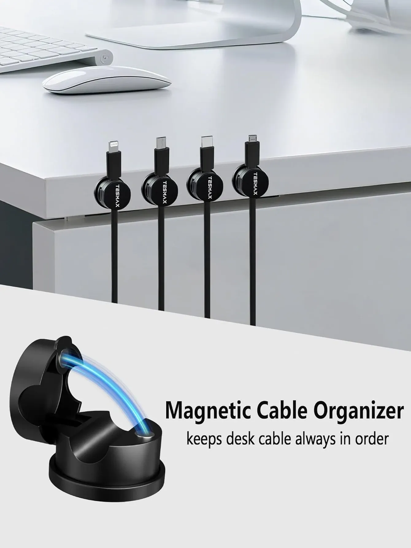 Clips magnétiques rotatifs pour câbles, détail