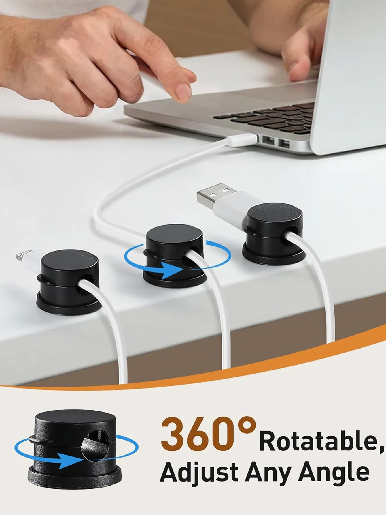 Clips magnétiques rotatifs pour câbles, lot de six