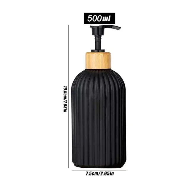 Distributeur de savon rechargeable de 500 ml avec pompe en bambou pour shampoing, après-shampooing, lotion et gel douche 7