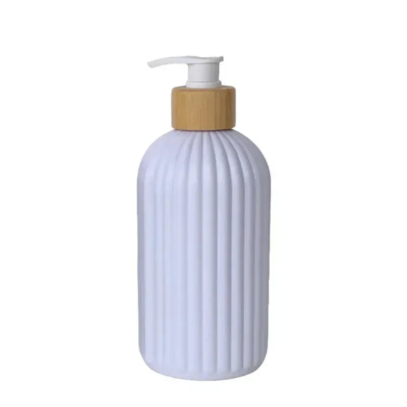 Distributeur de savon rechargeable de 500 ml avec pompe en bambou pour shampoing, après-shampooing, lotion et gel douche 8