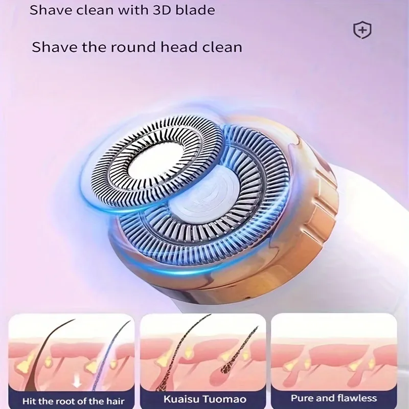 Tondeuse électrique étanche pour femme, rasoir indolore pour le corps, bikini, bras, jambes et visage 4