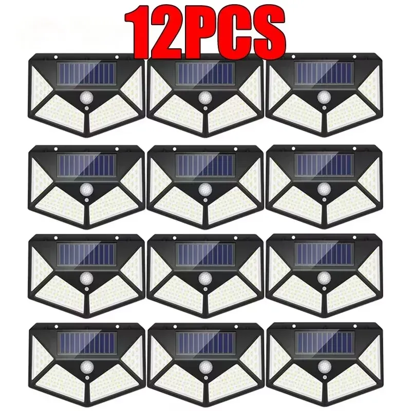Projecteur solaire d'extérieur à détecteur de mouvement PIR, 100 LED étanche, pour jardin, cour et allée 8