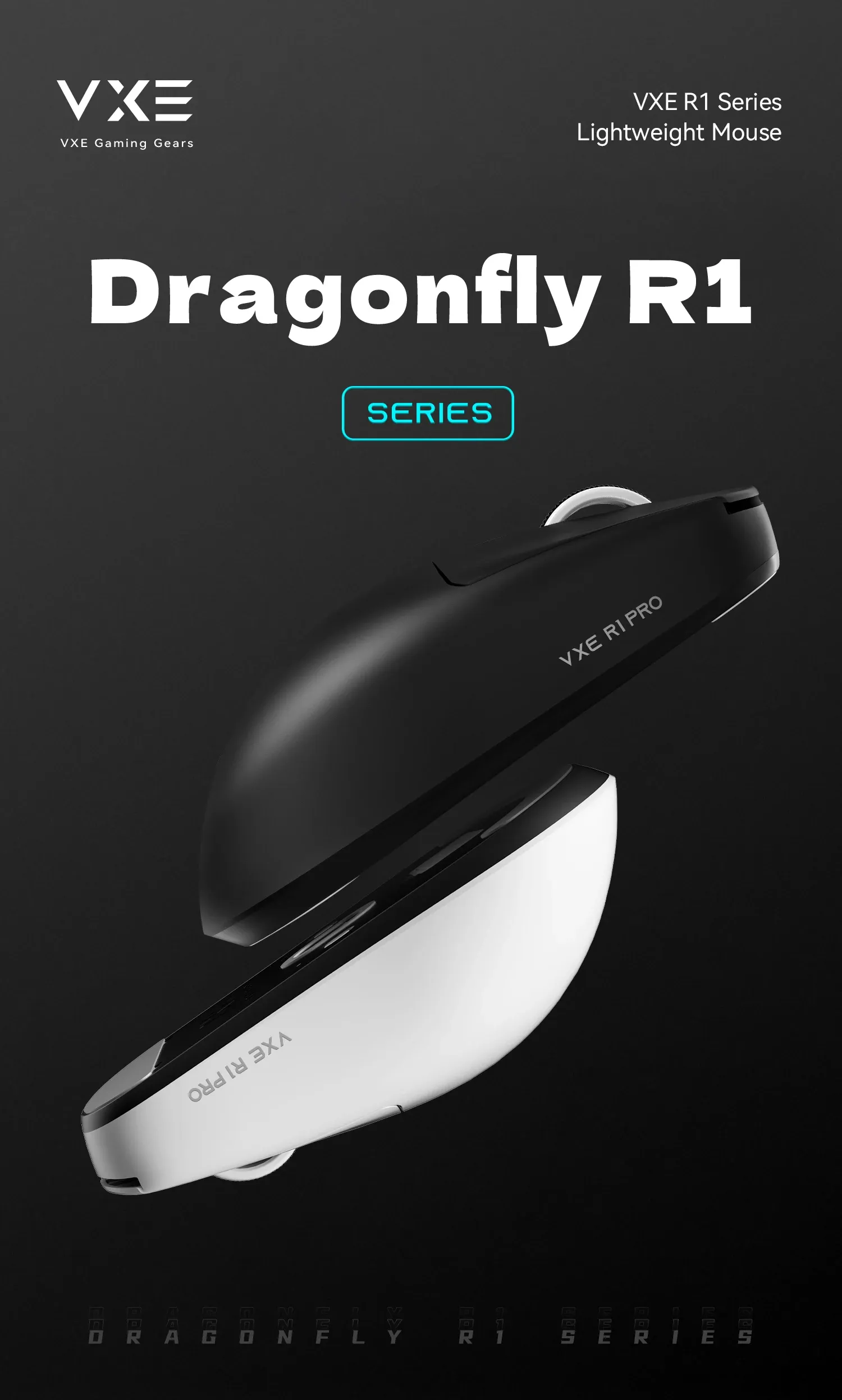 Vue d'ensemble de la souris VXE R1 Dragonfly