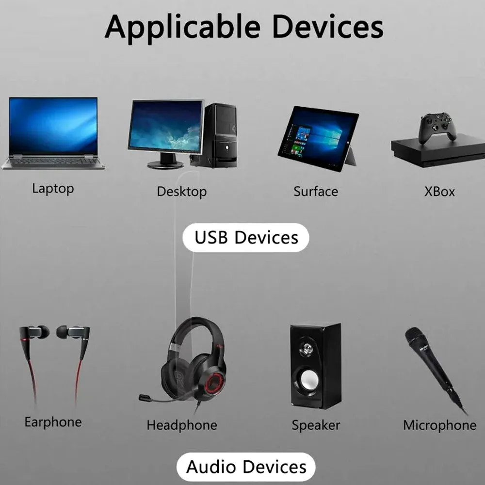 Carte son externe USB, adaptateur micro pour casque audio 3D, compatible PC de bureau, prise en charge du son tridimensionnel, Plug and Play 3