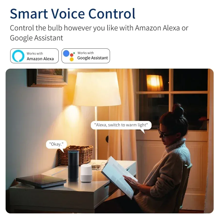 Ampoule LED RGB intelligente Tuya WiFi E27, 10 W, 15 W, 20 W, 220 V / 110 V, compatible application Smart Life et commande vocale Google Assistant 3