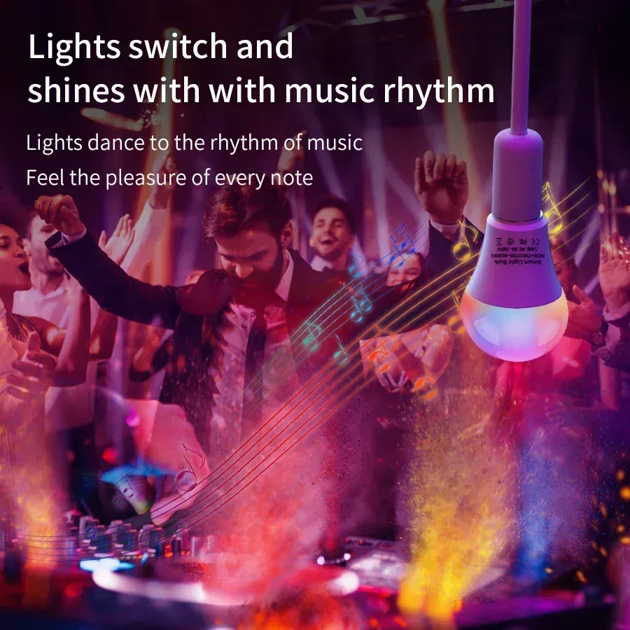 Ampoule LED RGB intelligente Tuya WiFi E27, 10 W, 15 W, 20 W, 220 V / 110 V, compatible application Smart Life et commande vocale Google Assistant 5