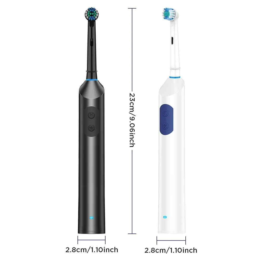 Brosse à dents électrique rotative, 5 modes, 7 500 tr/min, étanche IP67, USB-C, minuterie 2 min, rappel 30 s, batterie 800 mAh, 4 têtes de brosse incluses 6