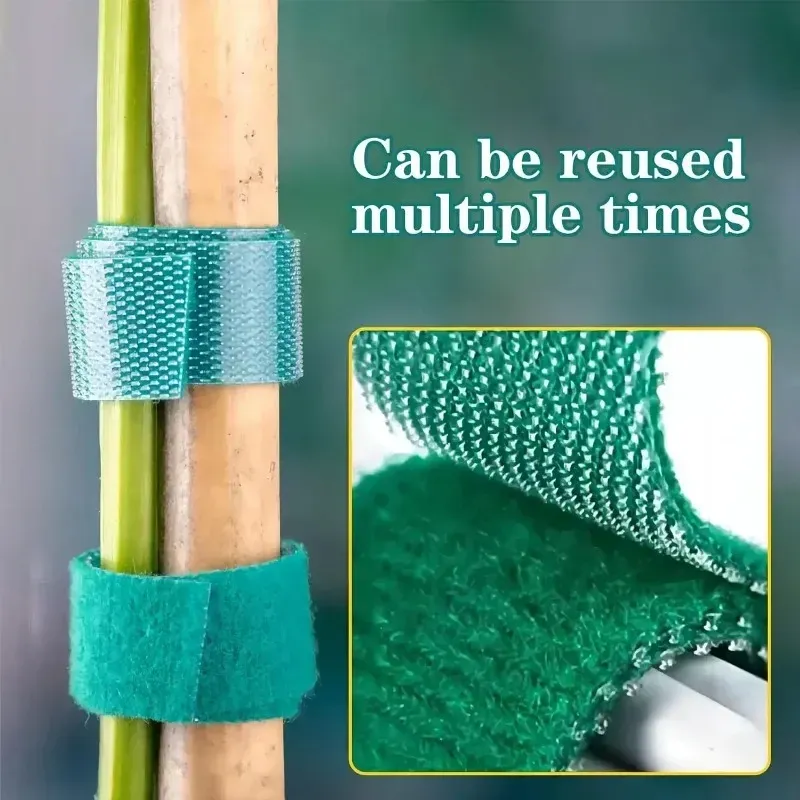 Attaches pour plantes en nylon auto-adhésives, vertes, réglables et réutilisables 3