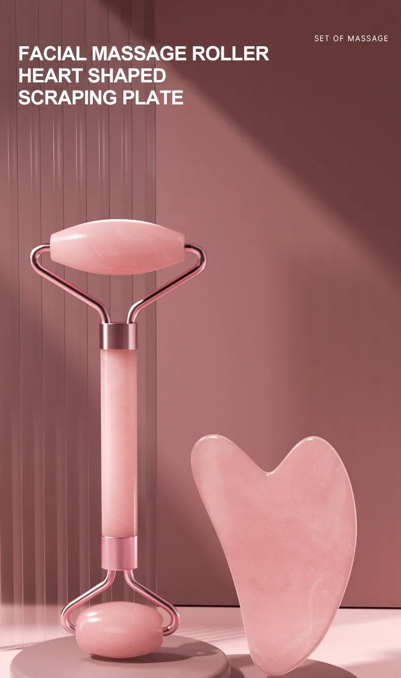 Rouleau de massage facial en résine, en utilisation