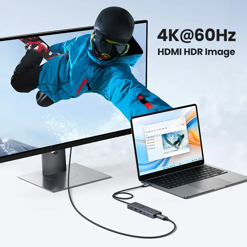 UGREEN Hub USB-C 10 Gbps 4K 60 Hz HDMI USB 3.2 PD 100 W, répartiteur USB pour ordinateur portable MacBook Pro, Air, iPad, téléphone Android, station d'accueil 3