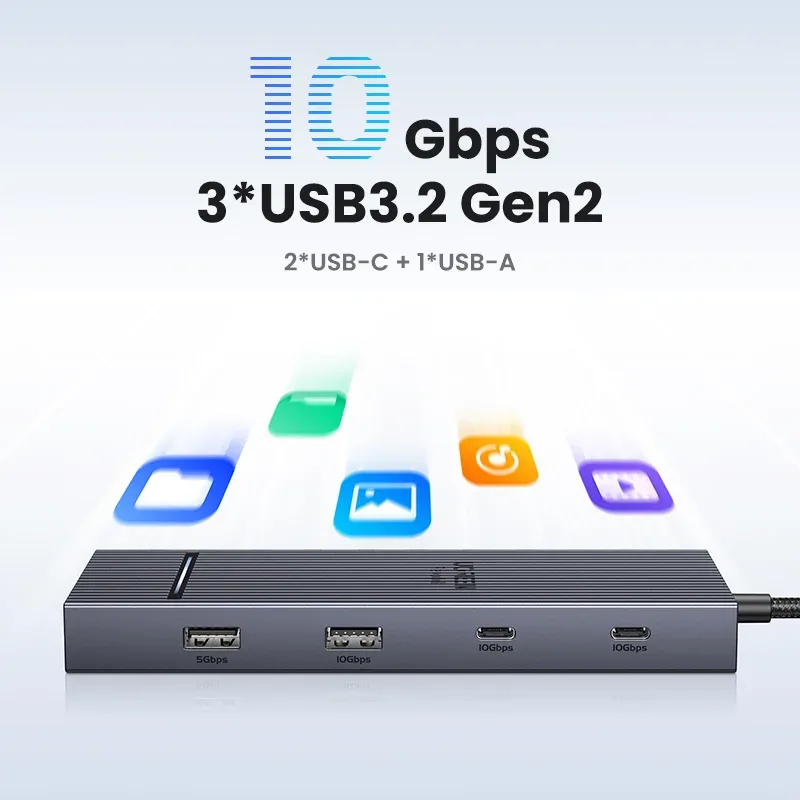 UGREEN Hub USB-C 10 Gbps 4K 60 Hz HDMI USB 3.2 PD 100 W, répartiteur USB pour ordinateur portable MacBook Pro, Air, iPad, téléphone Android, station d'accueil 5
