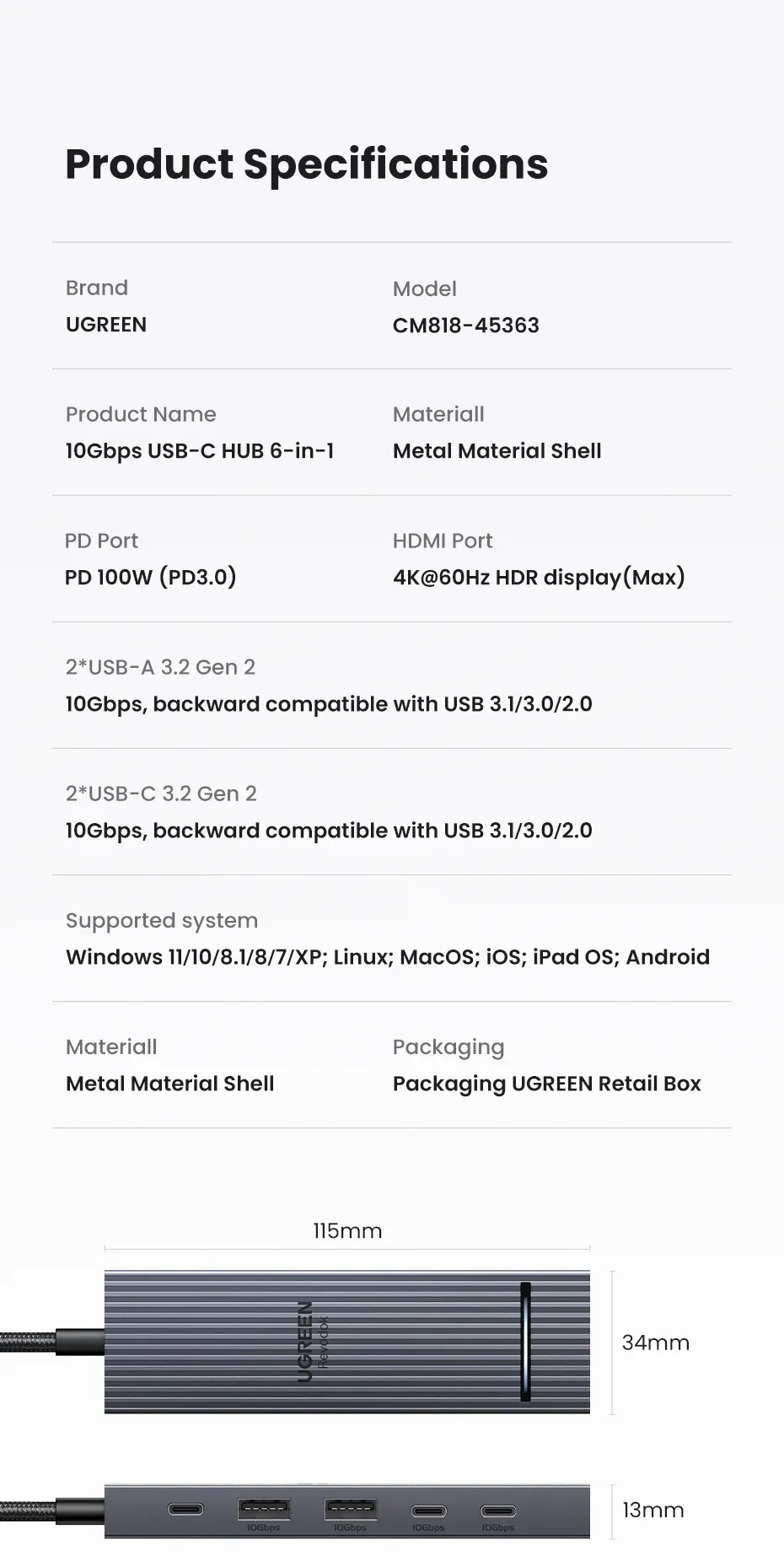 Hub USB-C multiport, connectique
