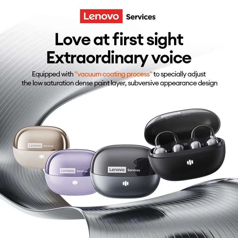 Écouteurs sans fil Lenovo RS103 à oreille ouverte, clip d'oreille, Bluetooth 6.0, son stéréo Hi-Fi, pour jeu et musique, avec étui de rangement 4
