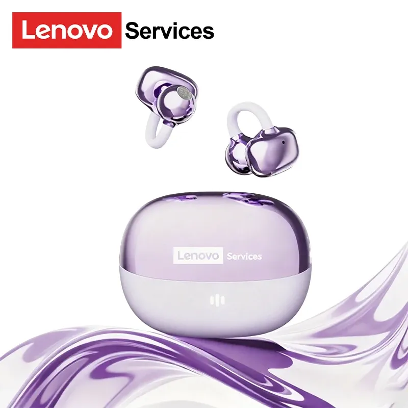 Écouteurs sans fil Lenovo RS103 à oreille ouverte, clip d'oreille, Bluetooth 6.0, son stéréo Hi-Fi, pour jeu et musique, avec étui de rangement 16