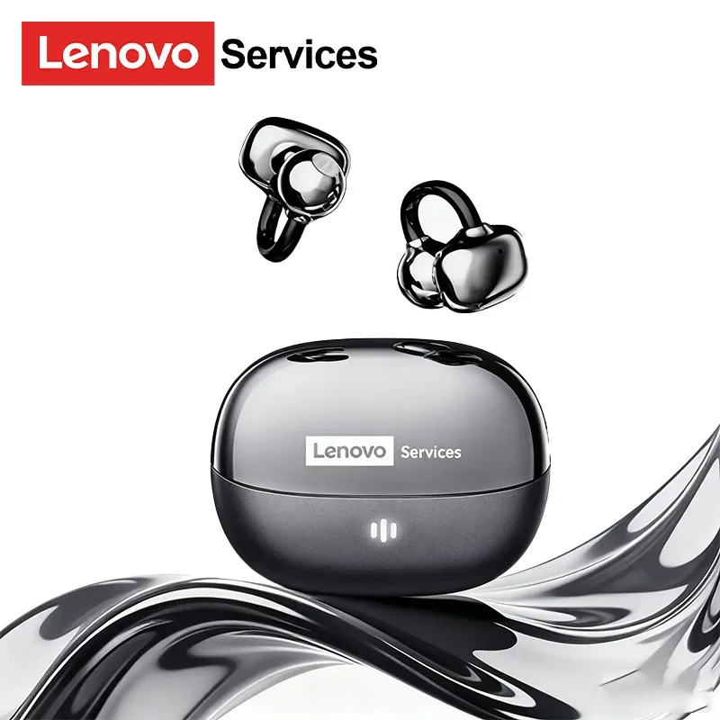 Écouteurs sans fil Lenovo RS103 à oreille ouverte, clip d'oreille, Bluetooth 6.0, son stéréo Hi-Fi, pour jeu et musique, avec étui de rangement 12