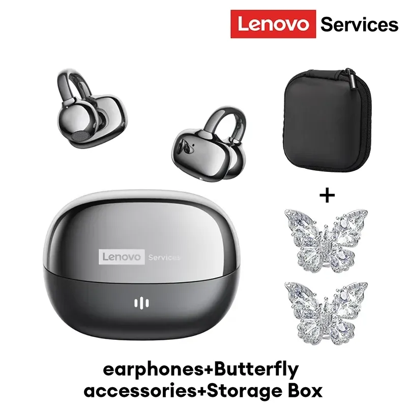 Écouteurs sans fil Lenovo RS103 à oreille ouverte, clip d'oreille, Bluetooth 6.0, son stéréo Hi-Fi, pour jeu et musique, avec étui de rangement 8
