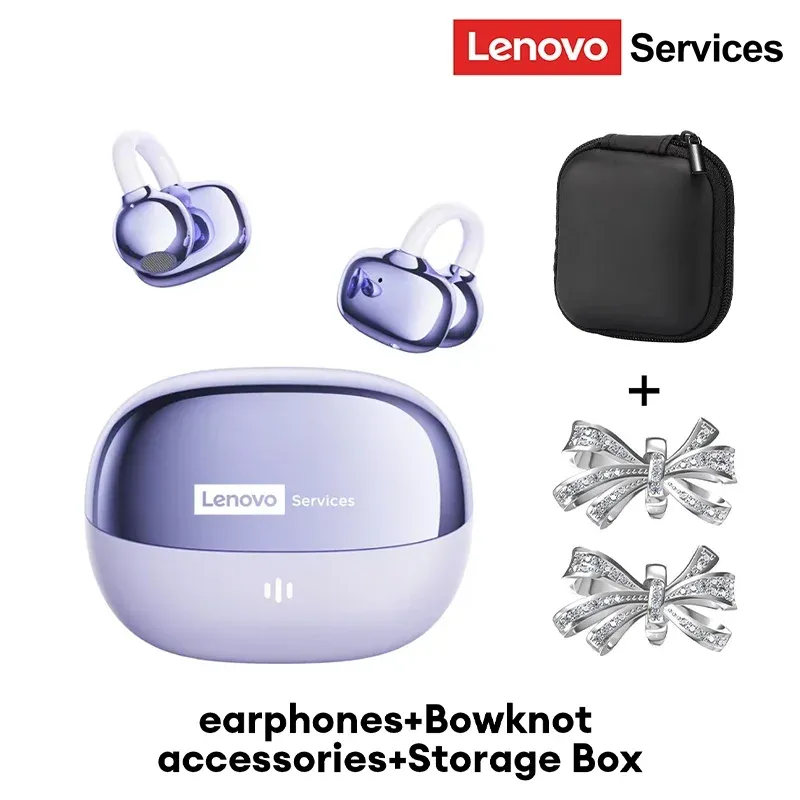 Écouteurs sans fil Lenovo RS103 à oreille ouverte, clip d'oreille, Bluetooth 6.0, son stéréo Hi-Fi, pour jeu et musique, avec étui de rangement 9