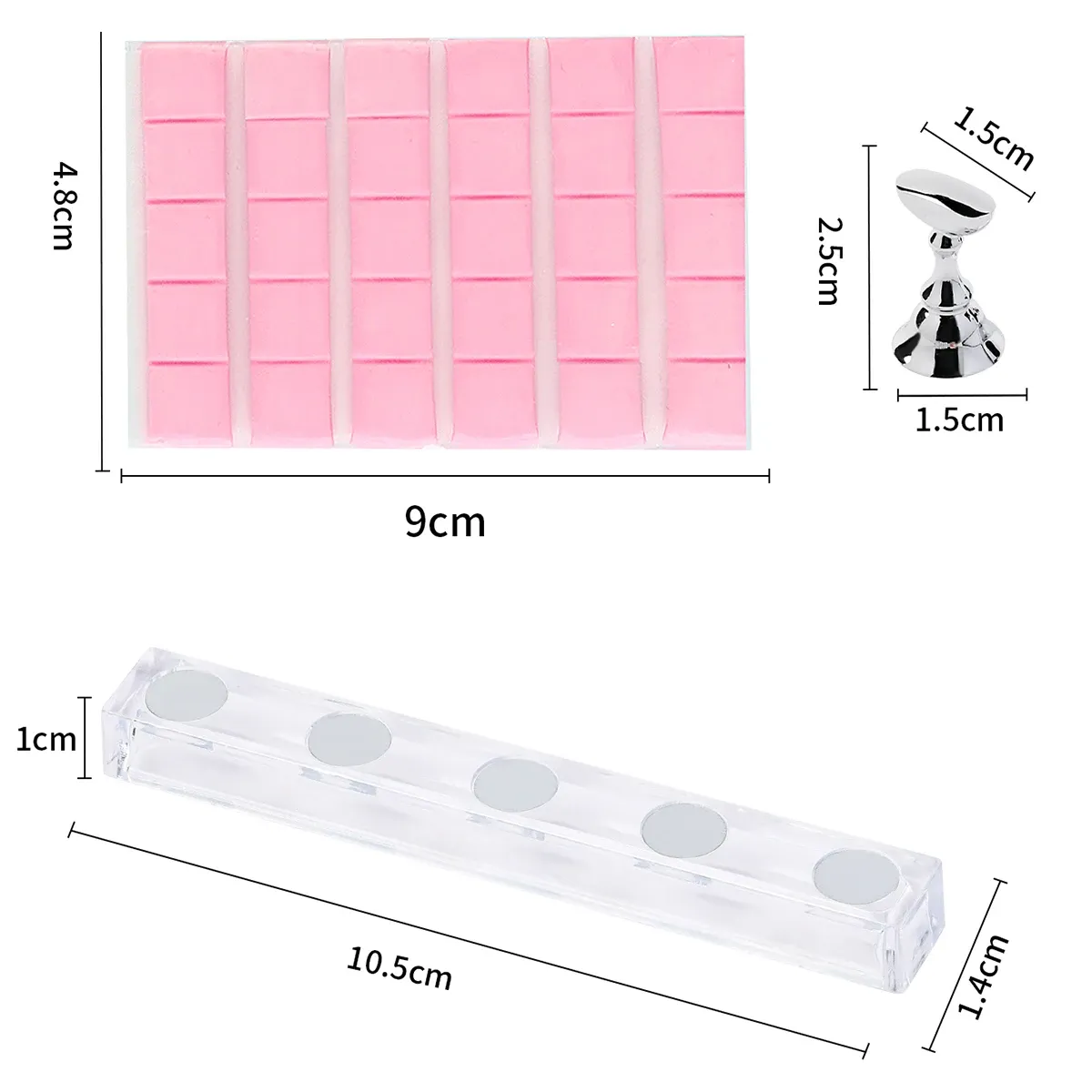 Ensemble de supports magnétiques pour faux ongles avec pâte adhésive réutilisable 6