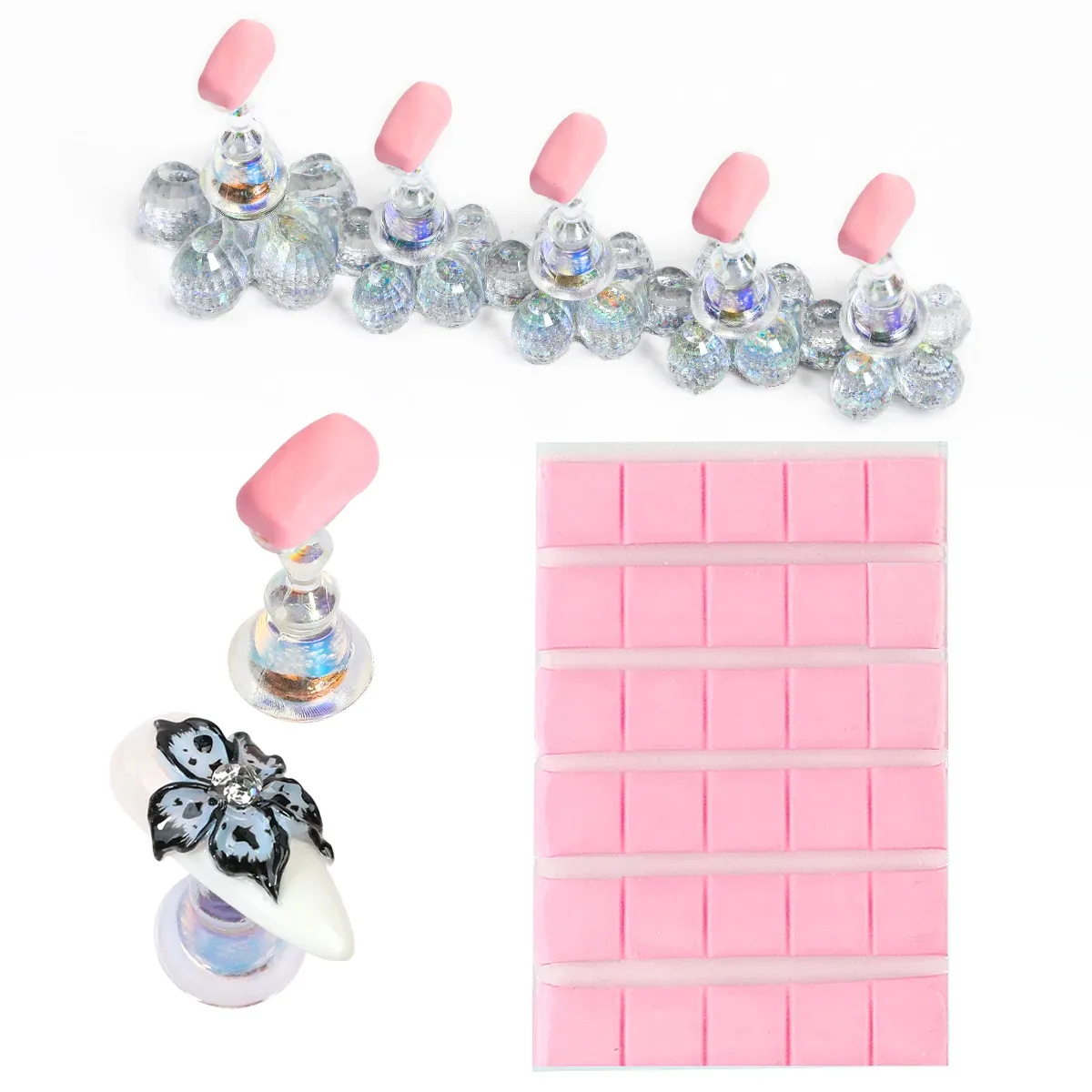 Ensemble de supports magnétiques pour faux ongles avec pâte adhésive réutilisable 17