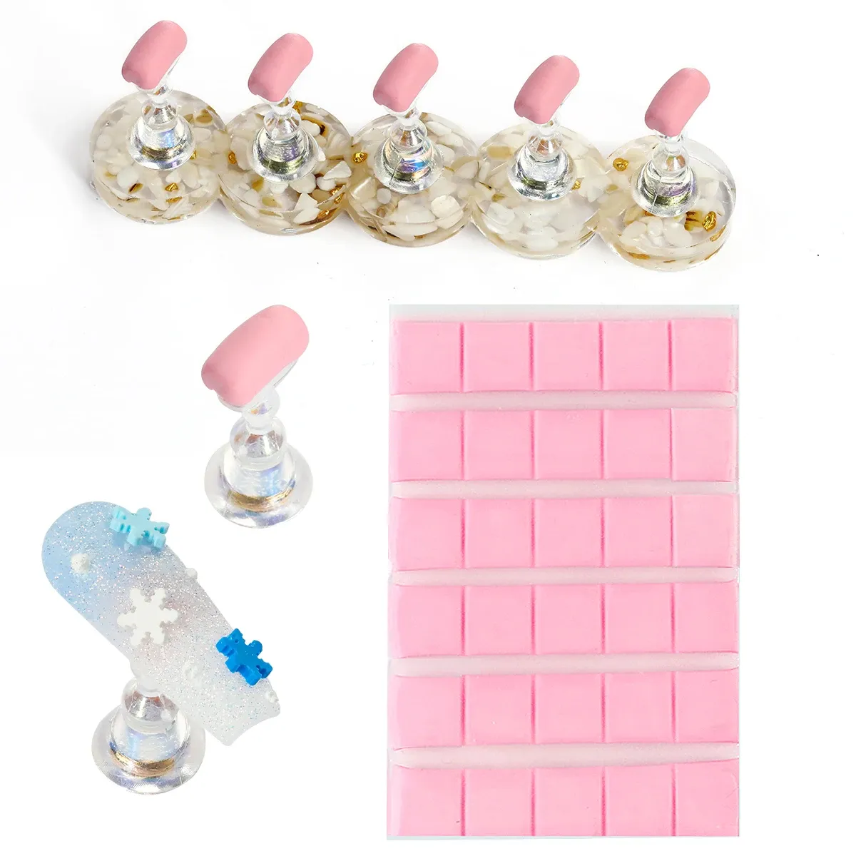 Ensemble de supports magnétiques pour faux ongles avec pâte adhésive réutilisable 14