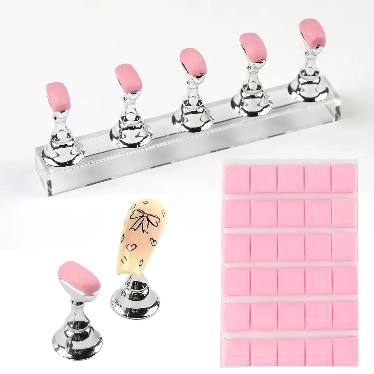Ensemble de supports magnétiques pour faux ongles avec pâte adhésive réutilisable 11