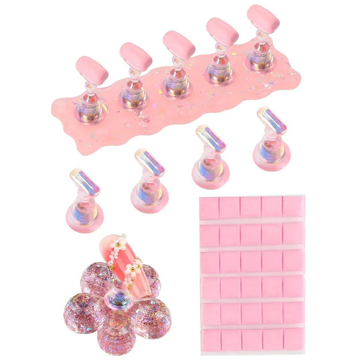 Ensemble de supports magnétiques pour faux ongles avec pâte adhésive réutilisable 9