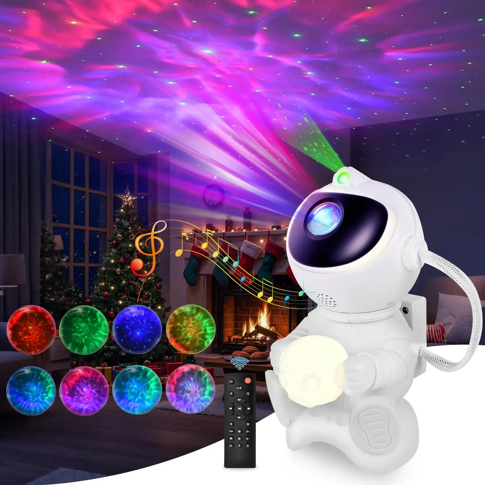 Projecteur d'étoiles LED astronaute avec haut-parleur Bluetooth, veilleuse galaxie pour chambre d'enfant 2