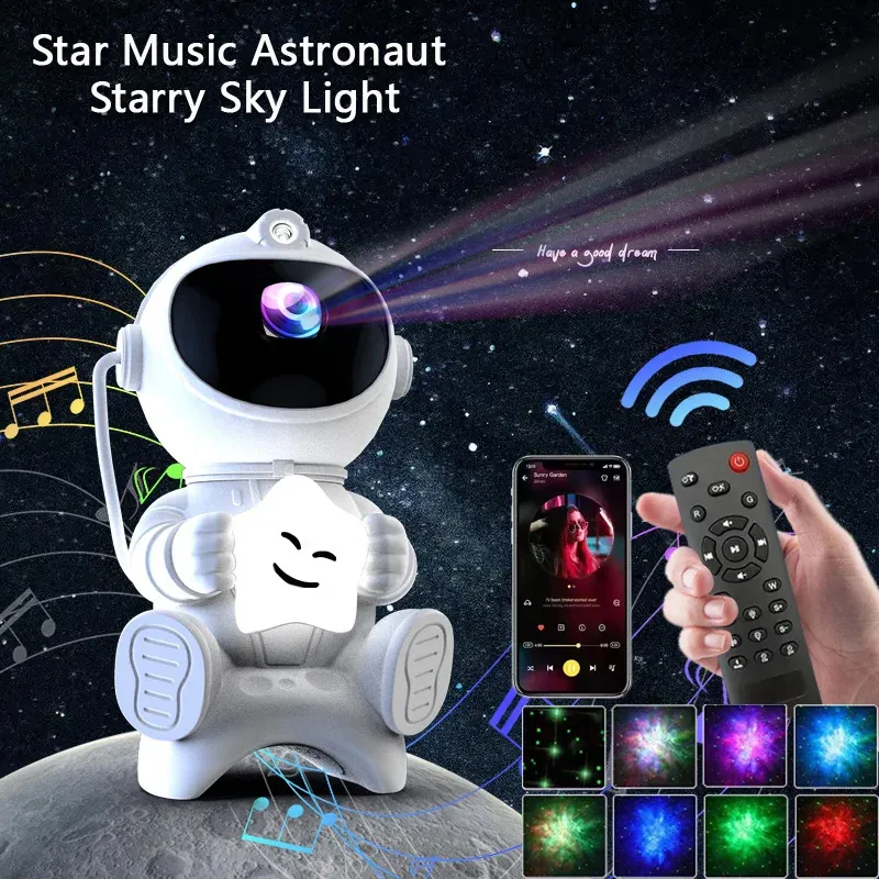 Projecteur d'étoiles LED astronaute avec haut-parleur Bluetooth, veilleuse galaxie pour chambre d'enfant 4