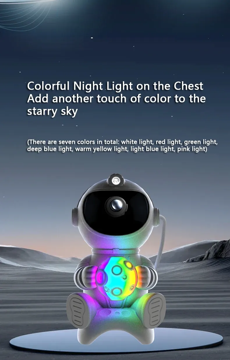 Astronaute lumineux posé sur une étagère