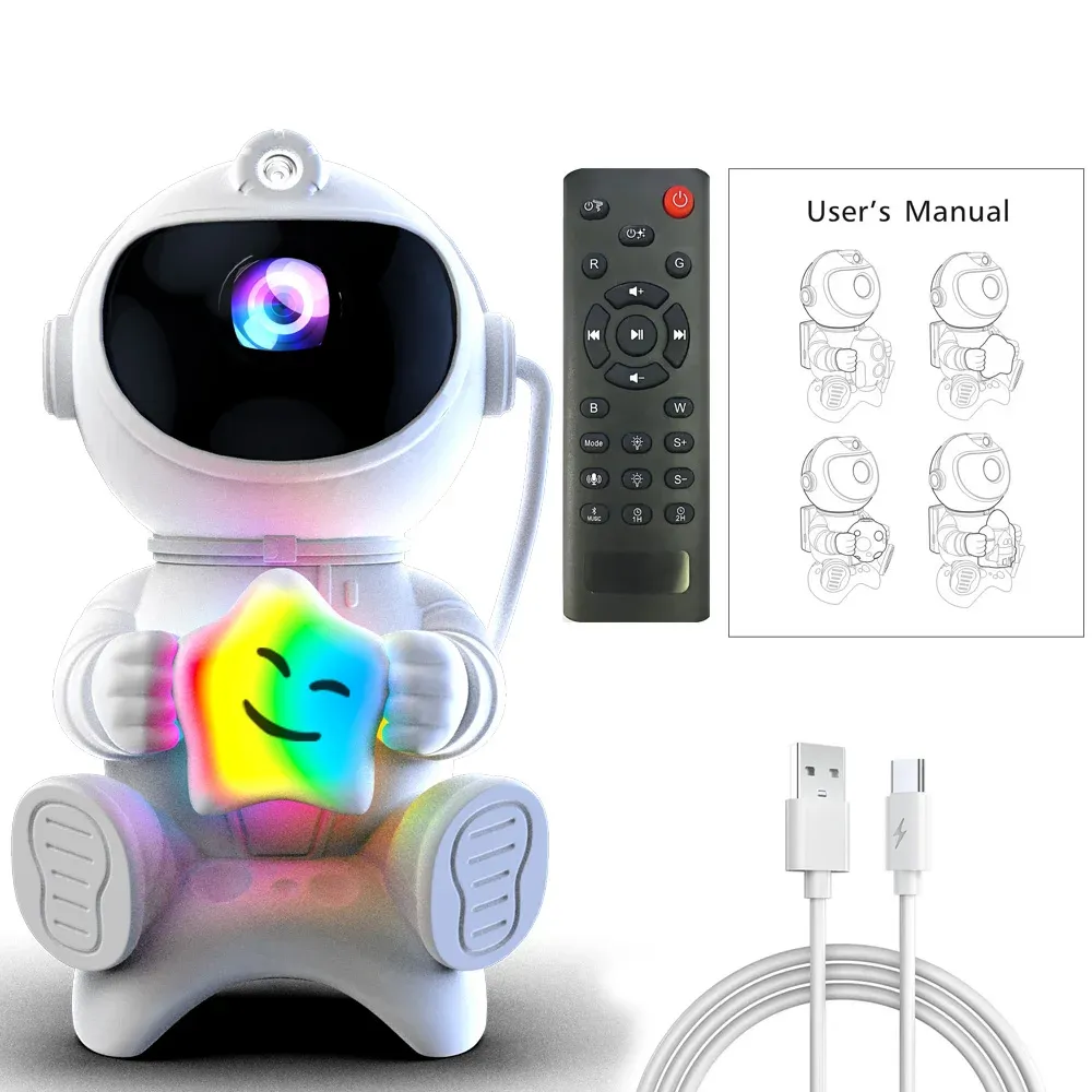Projecteur d'étoiles LED astronaute avec haut-parleur Bluetooth, veilleuse galaxie pour chambre d'enfant 10