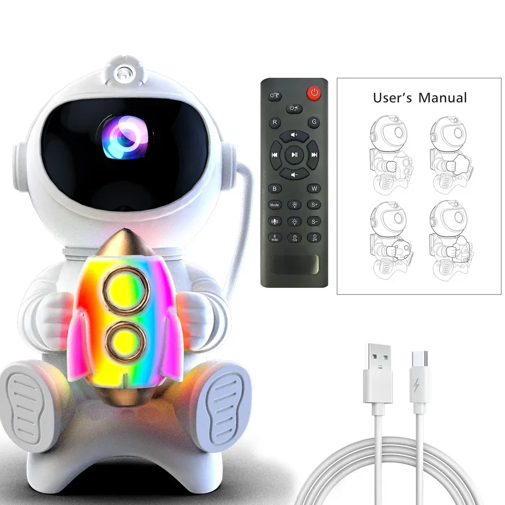 Projecteur d'étoiles LED astronaute avec haut-parleur Bluetooth, veilleuse galaxie pour chambre d'enfant 9