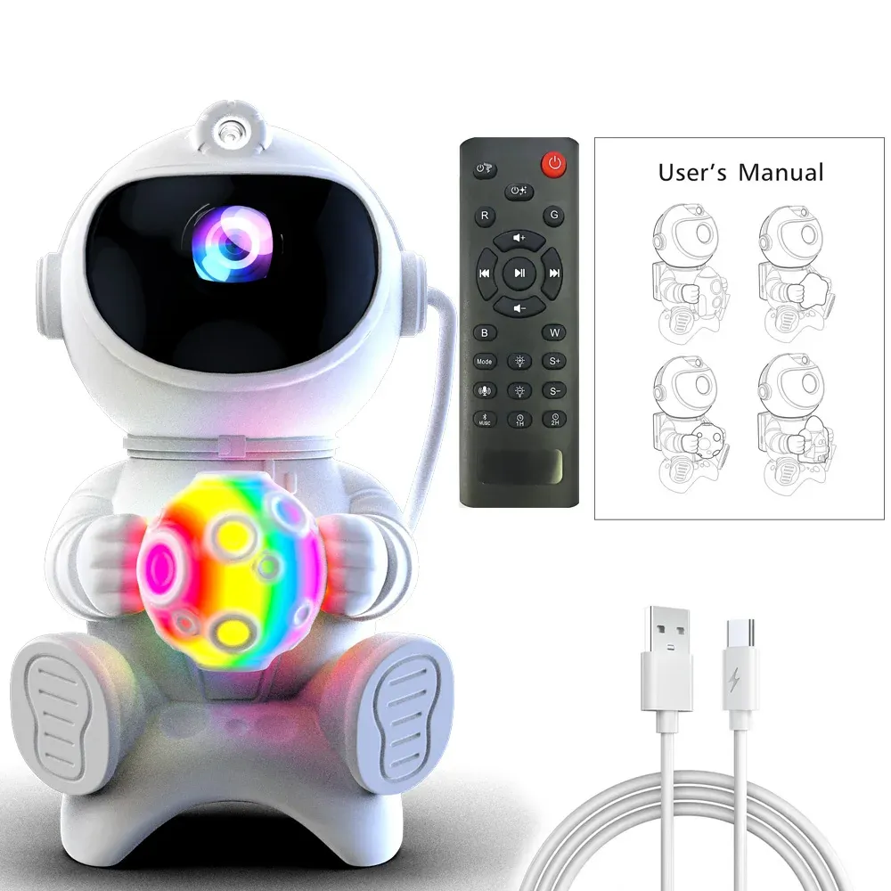 Projecteur d'étoiles LED astronaute avec haut-parleur Bluetooth, veilleuse galaxie pour chambre d'enfant 8