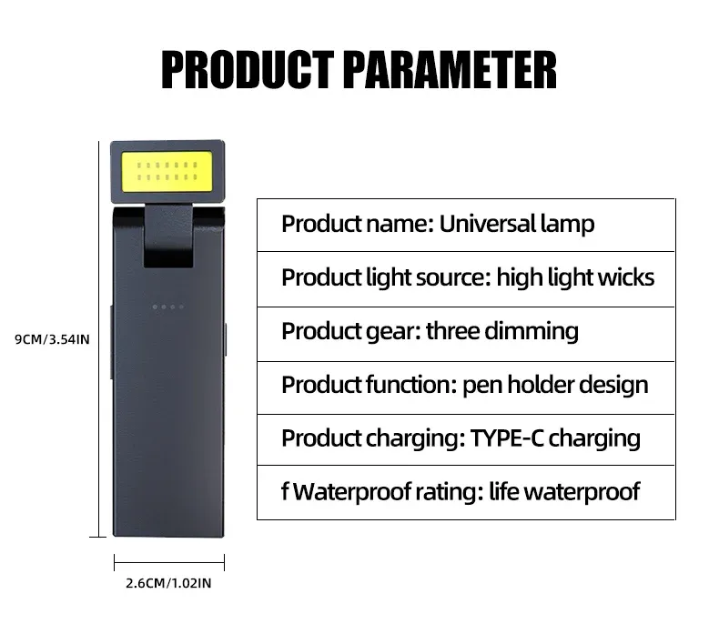 Lampe de travail magnétique, finition et détails