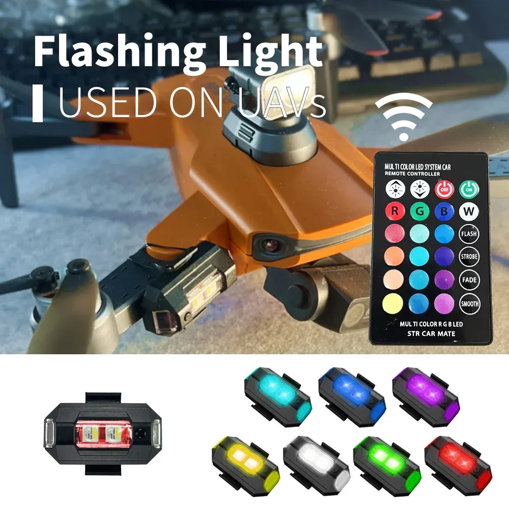 Lumières stroboscopiques LED RGB rechargeables pour motos, avions, hélicoptères et voitures, avec contrôle facile des couleurs 3