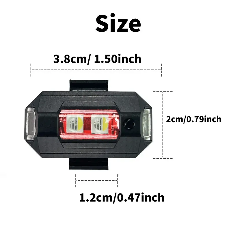 Lumières stroboscopiques LED RGB rechargeables pour motos, avions, hélicoptères et voitures, avec contrôle facile des couleurs 2