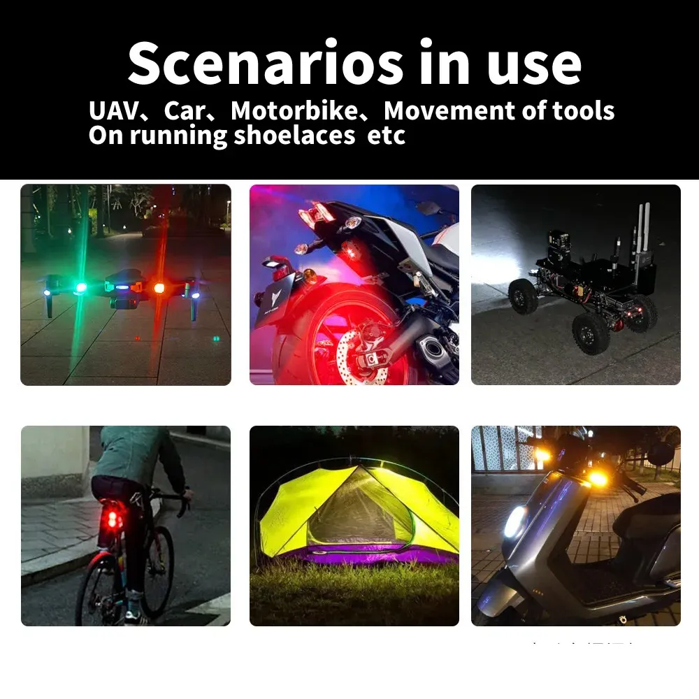 Lumières stroboscopiques LED RGB rechargeables pour motos, avions, hélicoptères et voitures, avec contrôle facile des couleurs 4